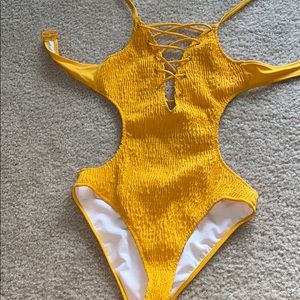 Pink Mustard One Piece Bathing Suit